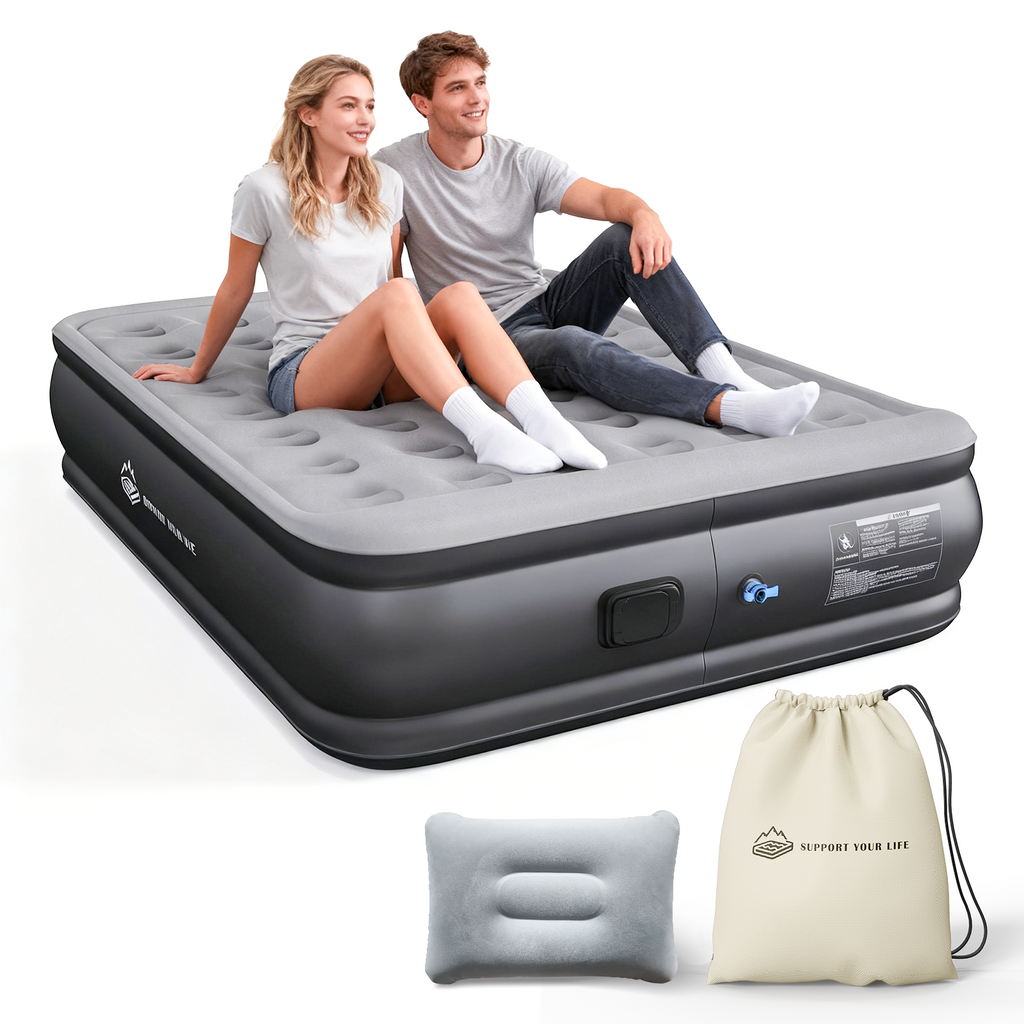 JUITOY Queen Air Mattress | 18" Elevated Inflatable Bed with Built-in Pump