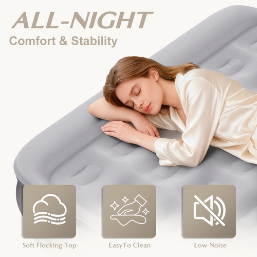 JUITOY Queen Air Mattress | 18" Elevated Inflatable Bed with Built-in Pump
