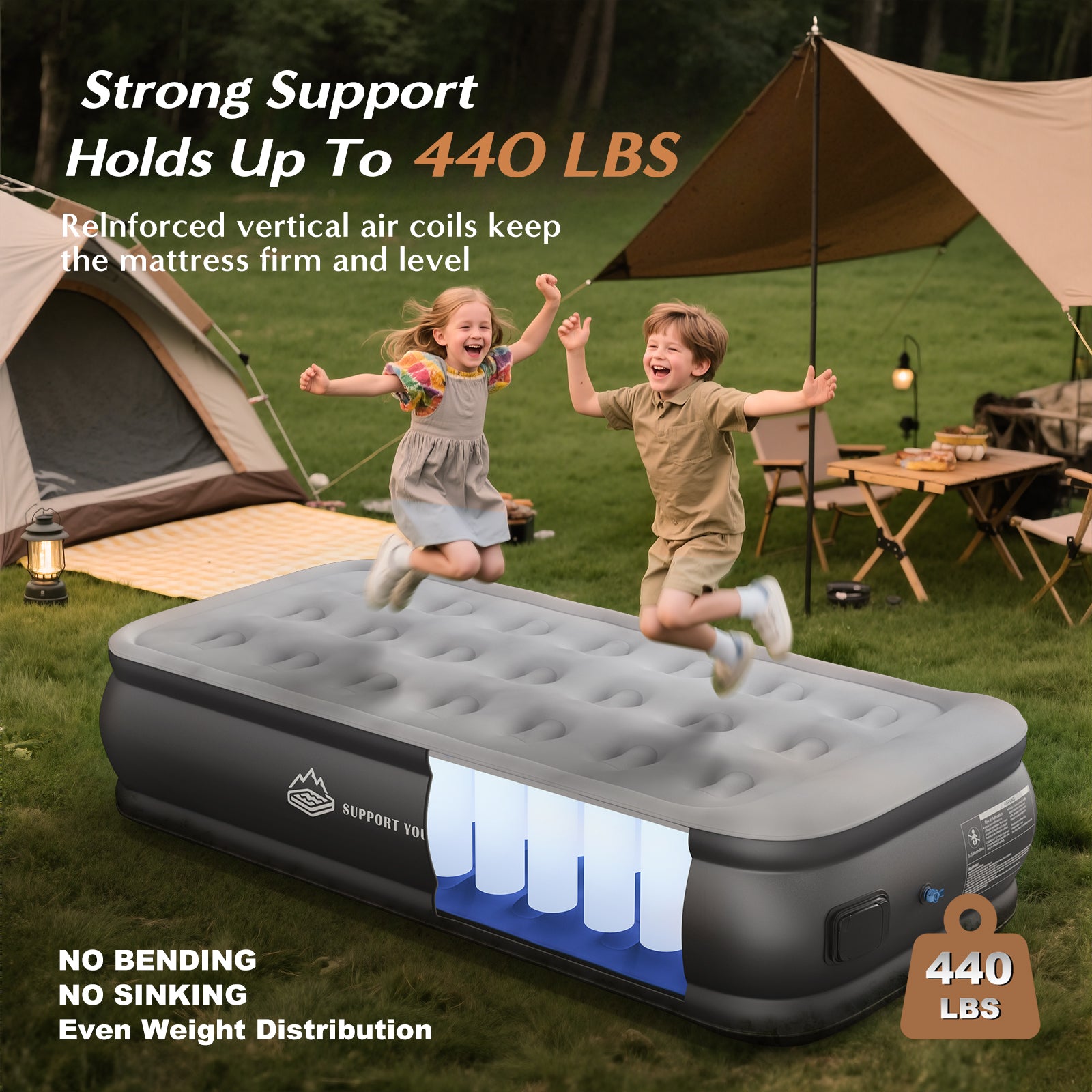 JUITOY Twin Air Mattress | 18" Elevated Inflatable Bed with Built-in Pump