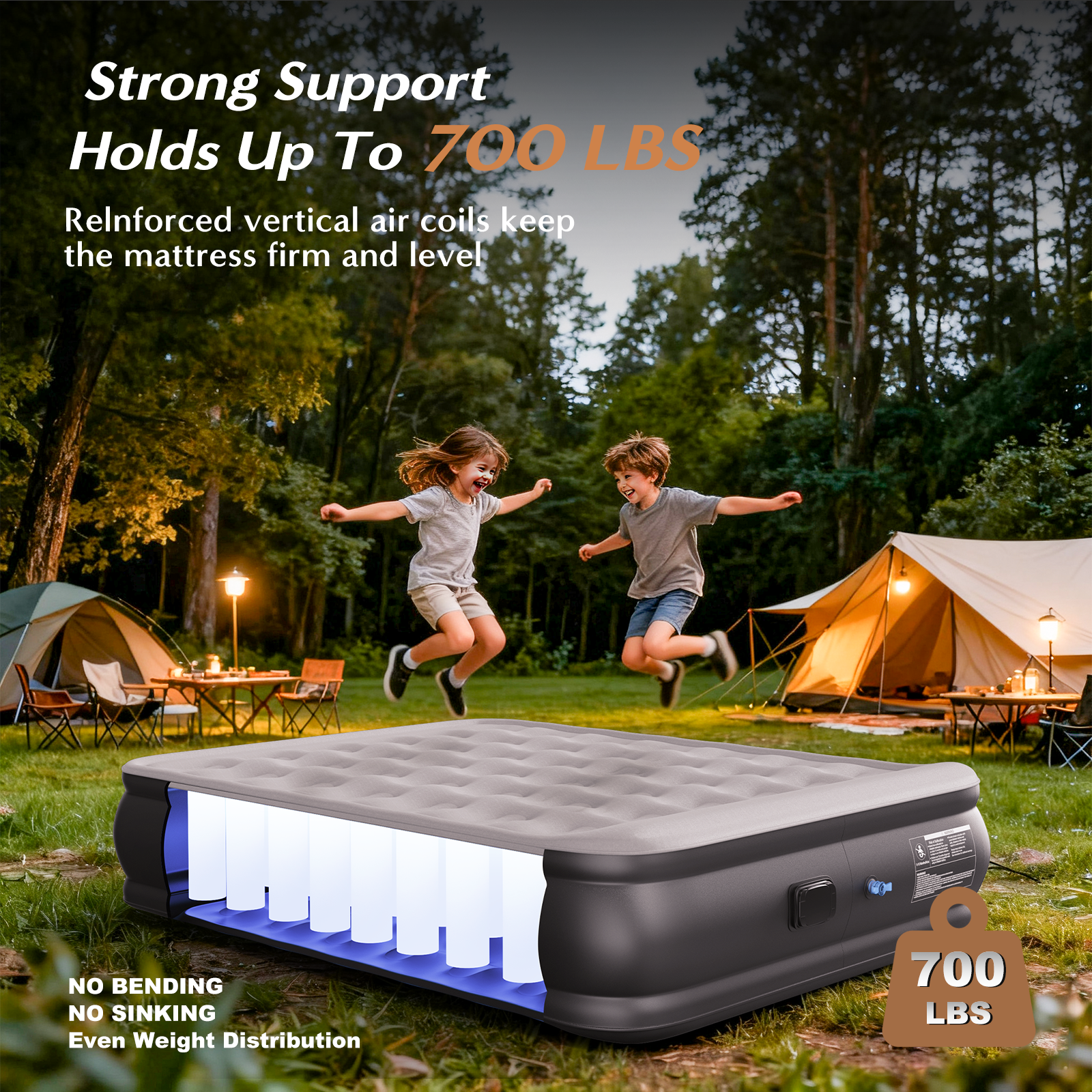 JUITOY Queen Air Mattress | 18" Elevated Inflatable Bed with Built-in Pump