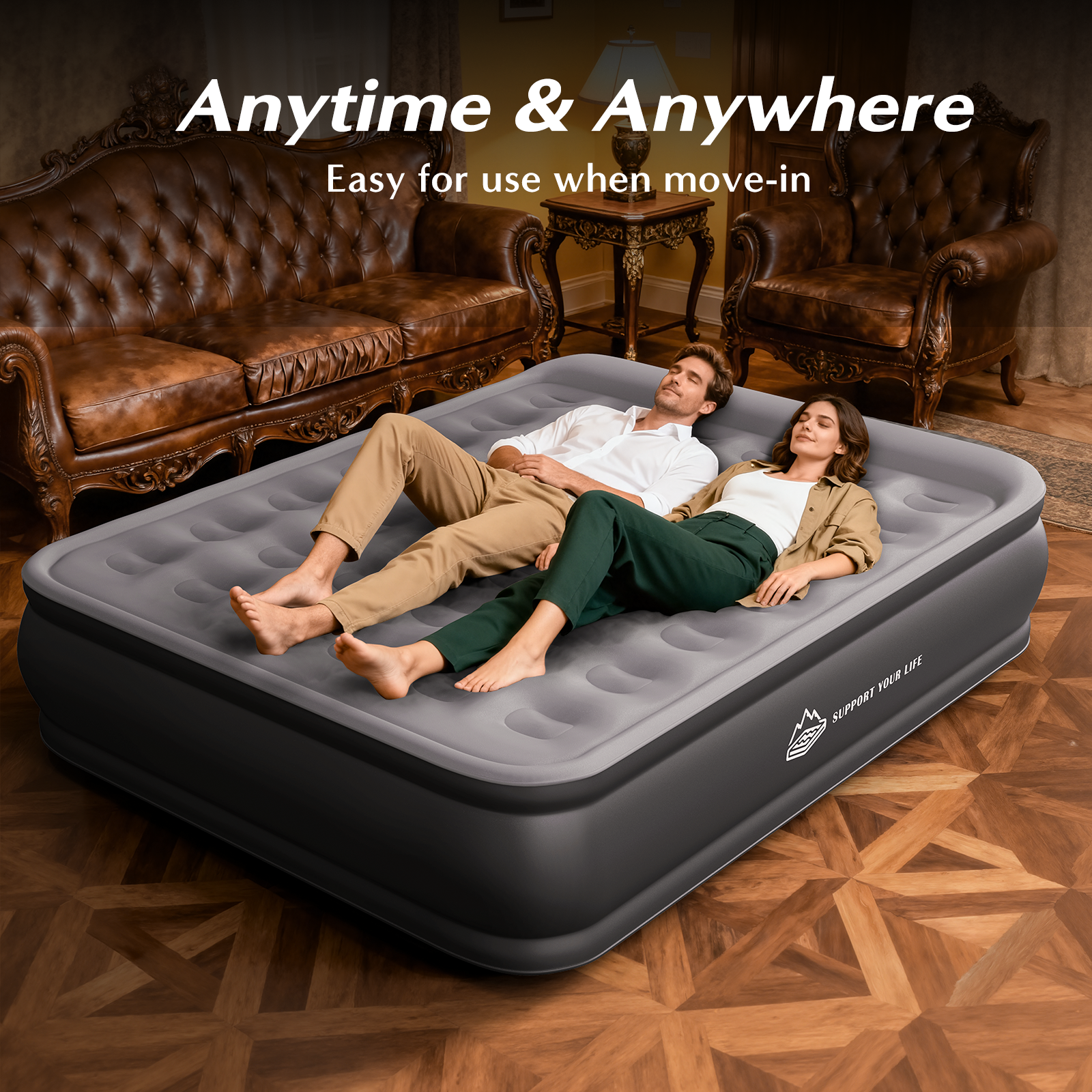 JUITOY Queen Air Mattress | 18" Elevated Inflatable Bed with Built-in Pump