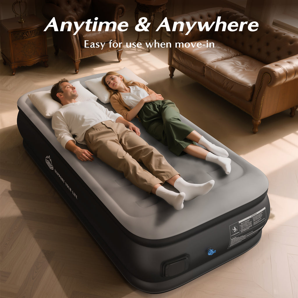JUITOY Twin Air Mattress | 18" Elevated Inflatable Bed with Built-in Pump