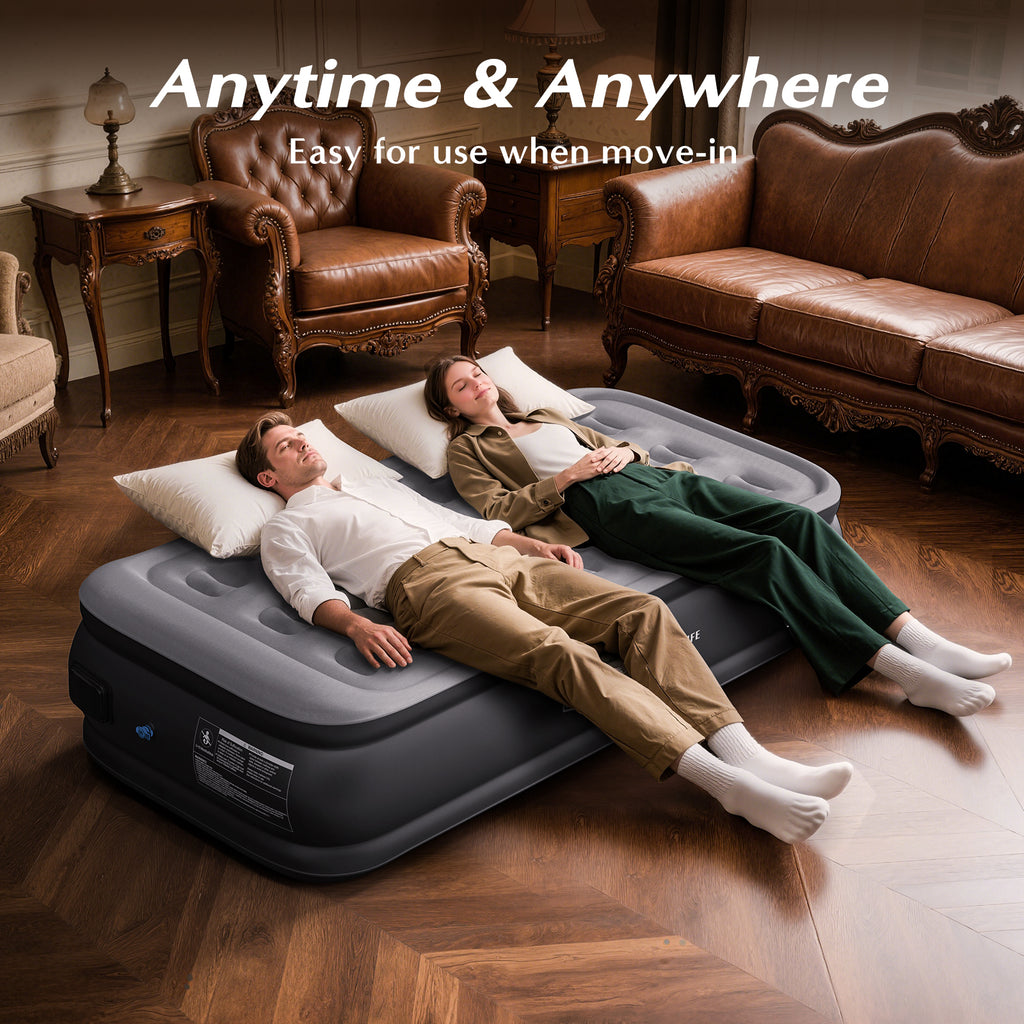 JUITOY Twin Air Mattress | 18" Elevated Inflatable Bed with Built-in Pump
