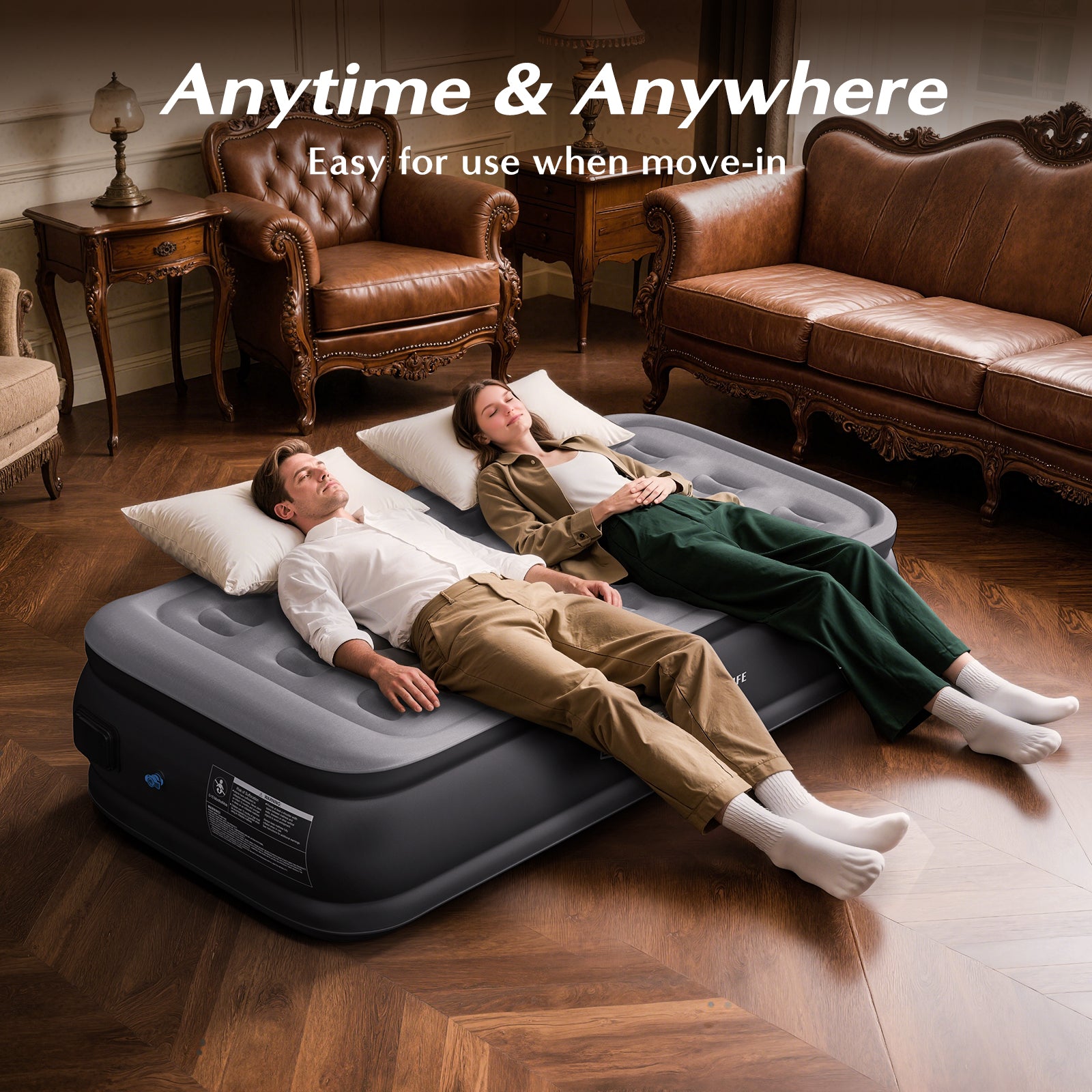 JUITOY Twin Air Mattress | 18" Elevated Inflatable Bed with Built-in Pump