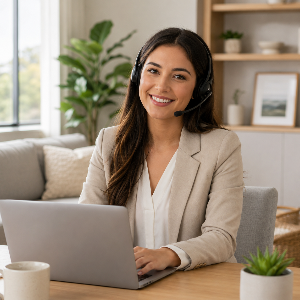 JUITOY customer support representative at a laptop
